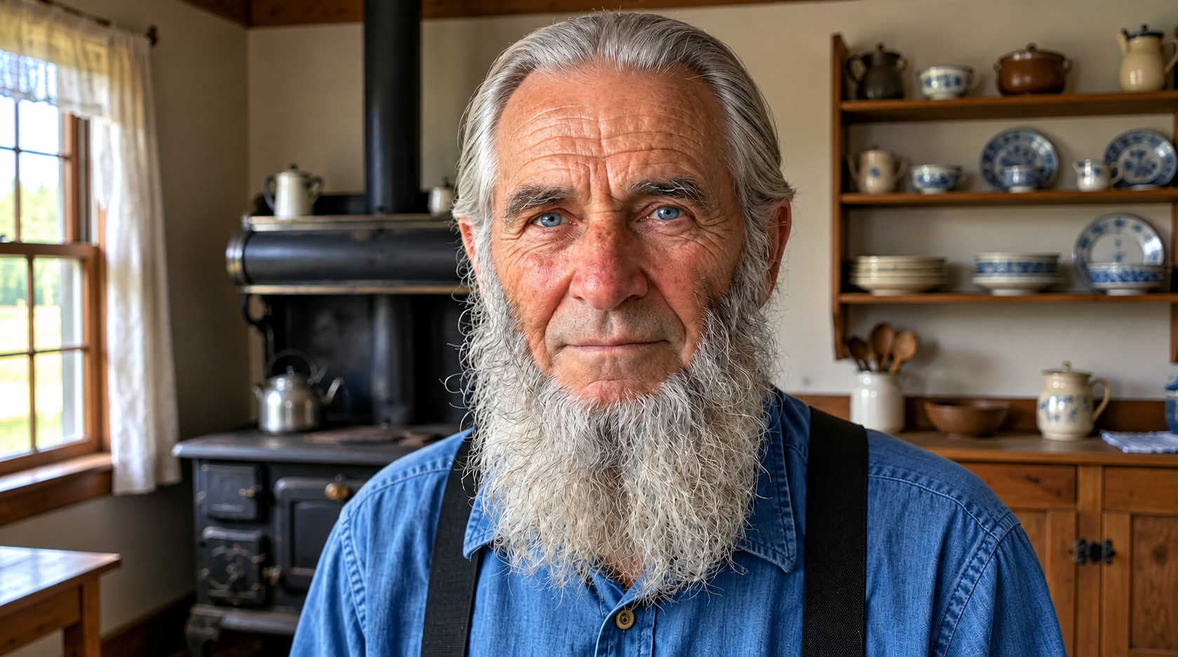 Eli Yoder in a rural farmstead setting